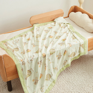 New Class A bamboo cotton fiber four-layer gauze children's cartoon blanket baby garden nap summer blanket is wholesale