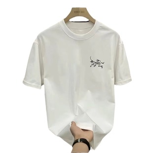 Men's Summer New Cotton Short-sleeved T-shirt Men's Round Neck Men's Clothes Trendy Men's Heavy Half-sleeved Base