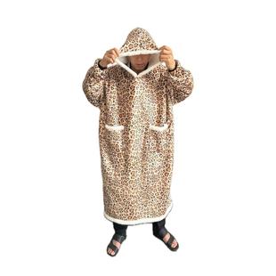 Foreign Trade Lazy People Class A Outer Wear Thickened Flannel Couple Warm Hooded Pajamas Home Clothes Solid Color Blanket Ins Blanket