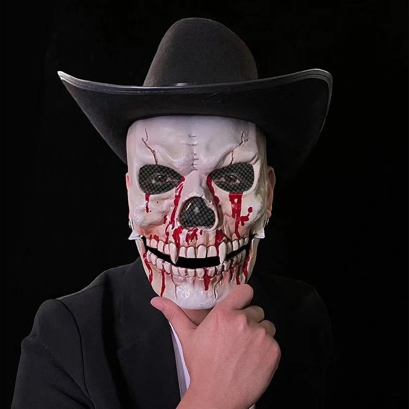 Popular Halloween Skull Mask Movable Full Face Mask Horror El Knight Cos Holiday Mask