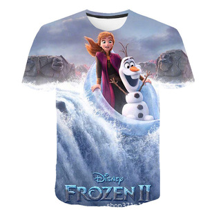 Трансграничный AliExpress Princess 3D цифровой персонаж с принтом детского мультфильма повседневная футболка внешняя торговля оптовая торговля