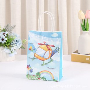 Cute cartoon bag kraft paper bag clothing shopping handbag gift gift bag can be customized logo spot