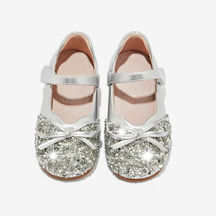Girls Crystal Shoes 2024 Spring and Autumn New Aisha Princess Shoes Small Leather Shoes Children Baby Soft Sole Little Girl Shoes