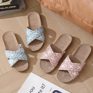 Slippers Outer Wear Linen Slippers Men's Deodorant Four Seasons Household Home Indoor Non-Slip Silent EVA Slippers Women