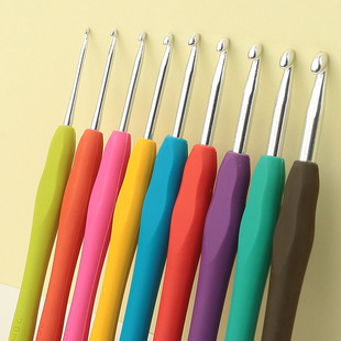Upgraded version of soft silicone handle crochet handmade DIY woven bag doll adventure non-slip crochet tools wholesale