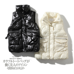 Glossy Wash-free down Cotton Vest for Women in Autumn and Winter New Large Size Fashion Loose Small Vest Vest Jacket Trendy