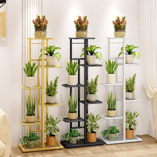European Style Flower Shelf Iron Multi-layer Indoor Living Room Balcony Storage Rack Floor-standing Household Floor Green Flower Pot Rack
