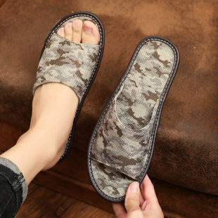 Linen slippers women's home summer indoor non-slip couple cartoon cotton linen fabric slippers men's four seasons