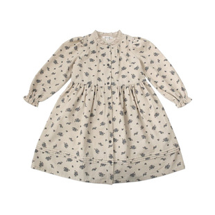 LOU2025 Autumn and Winter Cotton Printed Embroidered Long-sleeved Girl's Out Base Dress JR