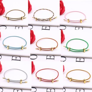 Vacuum plating 2mm steel wire rope adjustable bracelet DIY bead 3D hard gold bracelet waterproof fashion hand wholesale