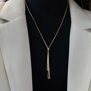 Korean Style Ins Triangle Long Women's Light Luxury Niche Design Autumn and Winter Sweater Necklace New Sweater Chain Accessories