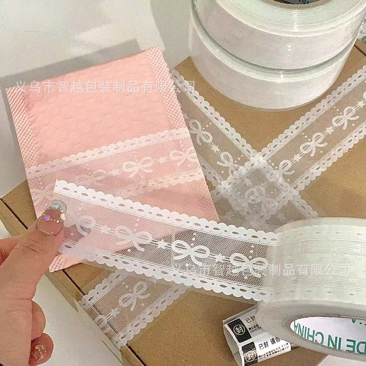 [Lace] ins Original Ballet Style Lace Large Transparent Tape Packaging Adhesive 100M Sweet Large
