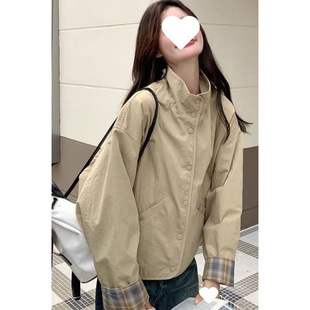 Plaid Workwear Double-sided Jacket Women's 2025 New Spring and Autumn Chic Korean Style Casual All-match Short Jacket Top