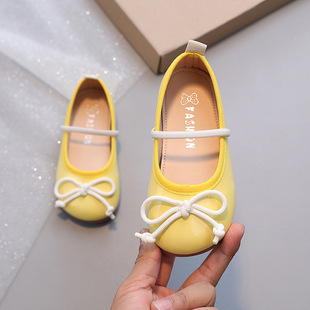 Children's library rabbit low price impulse ~ ~ girls small leather shoes 2024 spring and autumn new bow soft bottom performance princess shoes