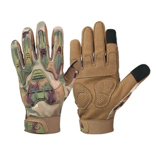 Aozhe camouflage touch screen full finger tactical gloves anti-collision non-slip outdoor jungle training mountaineering riding gloves wholesale
