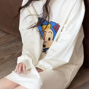 Cartoon casual round neck original Tian Zhi long-sleeved sweater dress home wear pajamas spring and autumn can be worn outside women