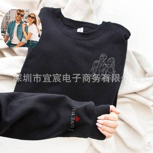 Europe and the United States cross-border independent station Amazon crew neck sweater printing simple comfortable leisure loose wind a custom