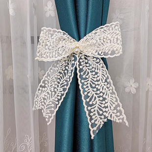 Curtain strap a pair of lace butterfly tie strap light luxury French handmade gauze curtain beautiful tie rope curtain buckle