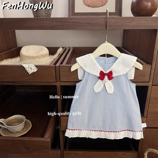 Pink House Summer New Product Spanish Preppy Style Summer Sweet Lapel Vest Dress Bow Tie Palace Dress 7711