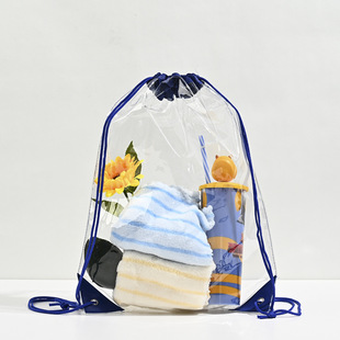 in stock PVC Bundle Pocket Wholesale Waterproof Transparent Plastic PVC Backpack Bag Drawstring Storage Bag Printable LOGO