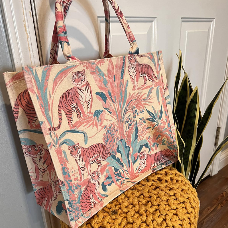 Customized Linen Bags for New Year's Gifts, Blank Cotton-Linen-Jute High-End Linen Tote Bags, Hand-Painted Shopping Bags