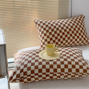 Winter thickened milk velvet pillowcase ins wind solid color coral velvet pillowcase wholesale flannel single pillow cover