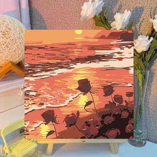 Line puppy digital oil painting diy fill hand painted oil painting handmade children wholesale stall decorative painting