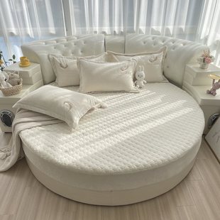 R * autumn and winter milk velvet cotton round bed hat single crystal velvet round bed sheet padded bedspread coral velvet 2 meters 2