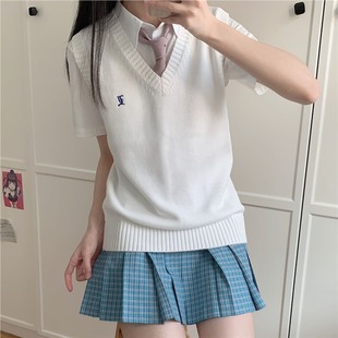 Suwon/JK Vest Original Genuine Japanese College Knitted Sweater Vest Cardigan Women's School for Autumn and Winter Fold