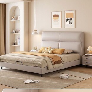 Leather Bed Modern Simple Luxury Light Luxury 1.5 Leather Soft Bag 1.8 Wedding Bed Edges New Style Master Bedroom Double Queen Bed