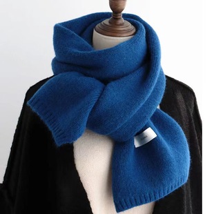 New style warm thick wool knitted plaid scarf red scarf women's all-match scarf women's net red plain scarf