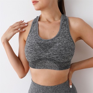 Cross-border Sports Yoga Fitness Bra Outer Wear Running Yoga Shockproof Breathable Comfortable Sports Top with Chest Pad