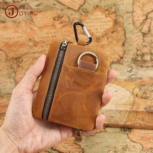 Cross-border Crazy Horse Leather Vintage Coin Wallet Coin Bag Key Portable Storage Bag Card Bag Genuine Leather Coin Purse Small Wallet