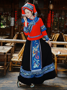 March 3 Guangxi Zhuang Adult Performance Costumes Ethnic Minority Costumes Miao Dance Embroider Performance