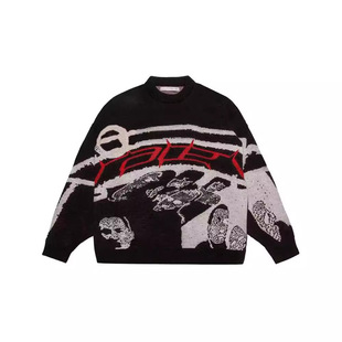 Cross-border sweater autumn and winter 2024 new men's and women's sweater sweater personalized street printed round neck sweater wholesale