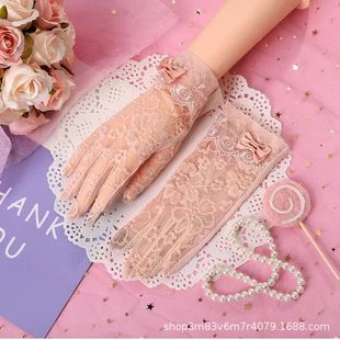 Перчатки для защиты от солнца Ice Silk женские летние тонкие спортивные на открытом воздухе Велоспорт УФ-защита дышащие кружевные перчатки с сенсорным экраном