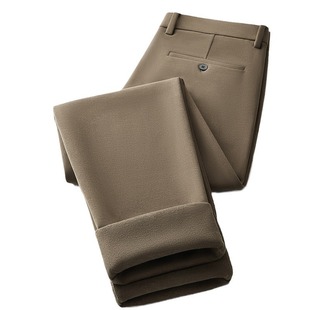 High-end Autumn and Winter Sanding Wool Pants Men's Casual Pants Trousers Middle-aged Loose Pants Straight Thickened Men's Pants