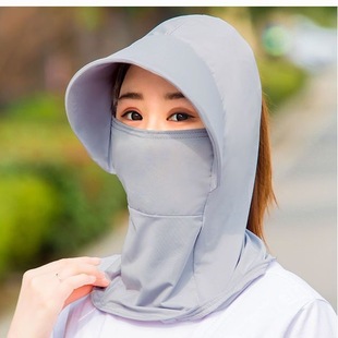 Summer cycling ice silk neck protection sun hat scarf two-in-one face-covering anti-ultraviolet hat all-round anti-ultraviolet