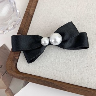 Elegant Retro Pearl Bow Hairpin Simple Fashion All-match Back of Head Hair Top Clip Side Hair Accessories