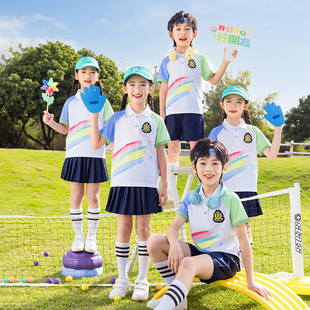 Children's Games Uniform School Uniform suit Primary School Students' Class Uniform Summer Kindergarten Garden Uniform Graduation Photo Rainbow Clothing