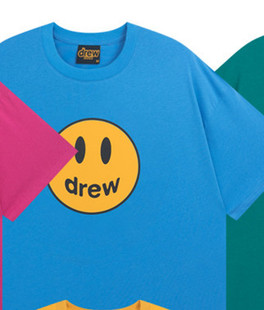 Cross-Border High-Quality Export Drew Smiley Face Printed Short-Sleeved High Street Casual Men and Women Couple Loose Trendy Brand T-Shirt Ins