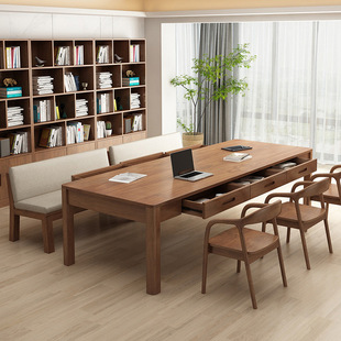 Solid Wood Living Room Table with Drawer Household Workbench Office Desk Long Table Long Study Table Large Long Desk