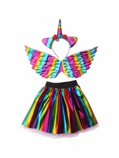 Children's Day Unicorn Set Girls' Birthday Gift Pony Polly Skirt Wings Unicorn Clothes