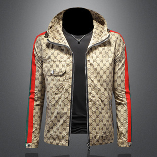 Spring and Autumn New European Station Hooded Jacket Personalized Trendy Fashionable Youth Thin Men's Large Size Jacket 4205