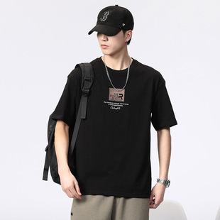 Short-sleeved T-shirt men's 2024 Summer thin fashion all-match casual T-shirt cotton bottoming shirt trendy brand men's clothing wholesale