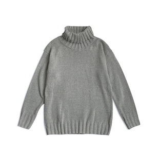 Autumn and Winter Hong Kong Style Men's Solid Color Turtleneck Sweater Korean Loose Fashionable Couple Student Lazy Knitted Sweater