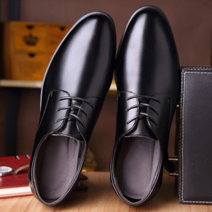 Dress Leather Shoes Men's British Korean Style Black Pointed Trendy Men's Business Casual Shoes Soft Bottom Soft Surface Men's Shoes