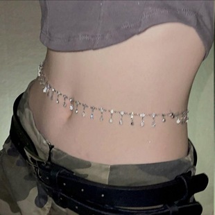 Internet Celebrous Same Style Rhinestone Waist Chain Sexy Spice Girl Bouncy Diamond Tassel Body Chain Navel Chain Ethnic Style Accessories for Women