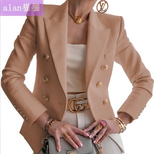 Suit coat women Длинный рукав OL темпераментный короткий пиджак для женщин тонкое тело двубортный костюм маленький приливная женщина