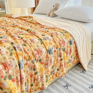 3D stereo explosions bear summer cool quilt air conditioning quilt single dormitory students thin summer quilt machine washable summer quilt